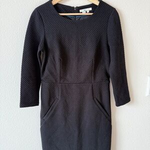 Boden Black Textured Honeycomb Dress with Pockets - Size 6L